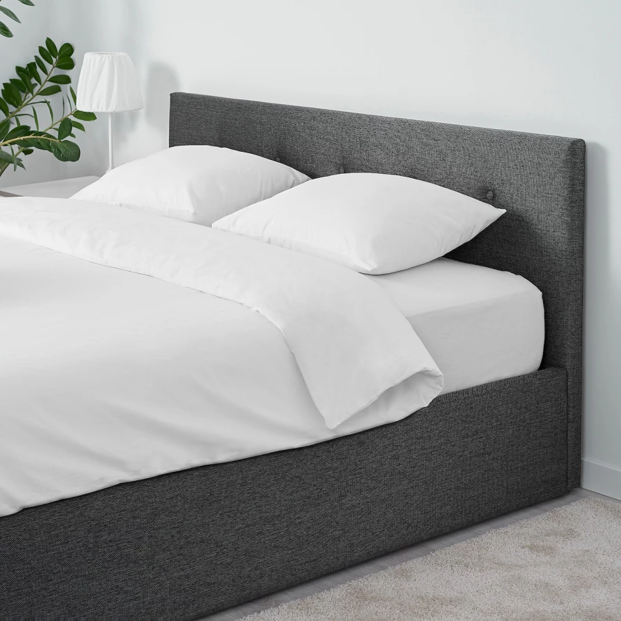 Кровать с ящиком - IKEA BJORBEKK, 200х140 см, серый, БЙОРБЕКК ИКЕА (изображение №3)