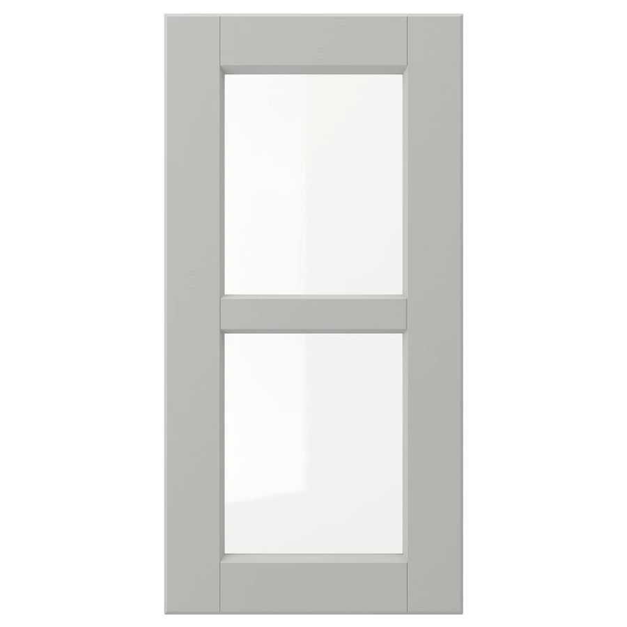 Дверца со стеклом - IKEA LERHYTTAN, 60х30 см, светло-серый, ЛЕРХЮТТАН ИКЕА (изображение №1)