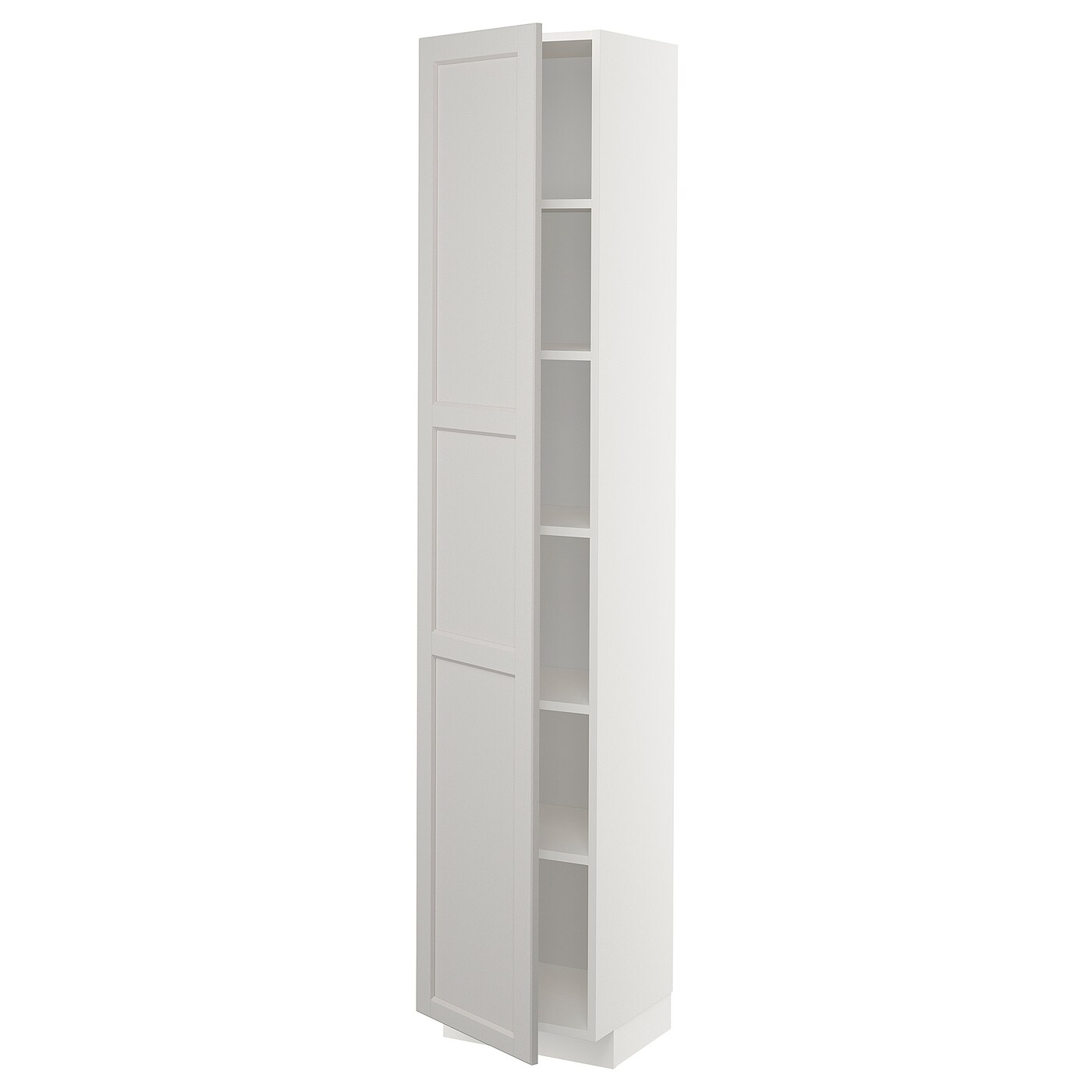 Высокий кухонный шкаф с полками - IKEA METOD/МЕТОД ИКЕА, 200х37х40 см, белый/серый