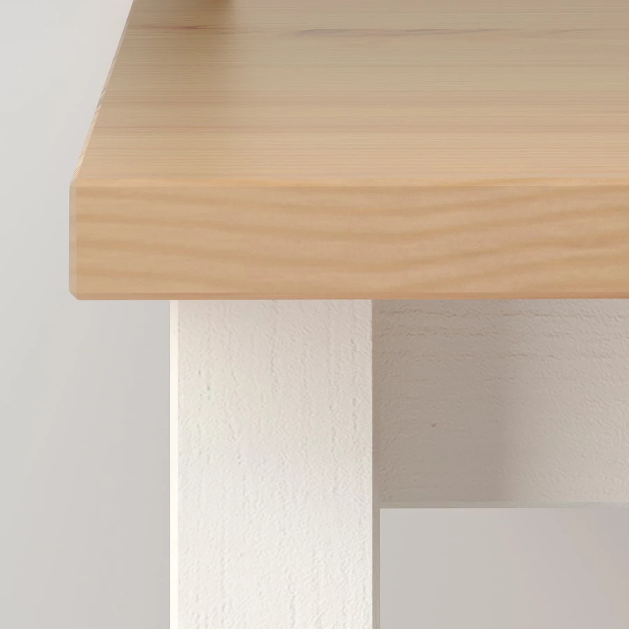 Журнальный стол - IKEA HEMNES/ИКЕА ХЕМНЭС, 90x90х46 см, белая морилка/светло-коричневый (изображение №3)