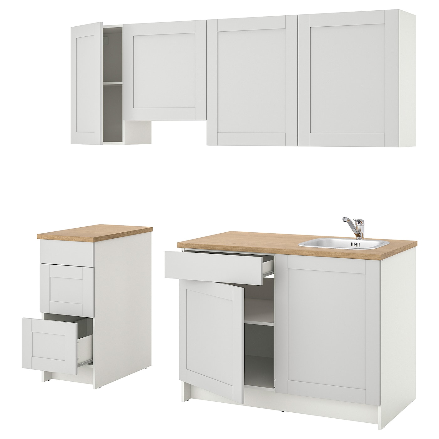 Кухонная комбинация для хранения -   KNOXHULT IKEA/ КНОКСХУЛЬТ ИКЕА, 220x61x220 см, бежевый/белый