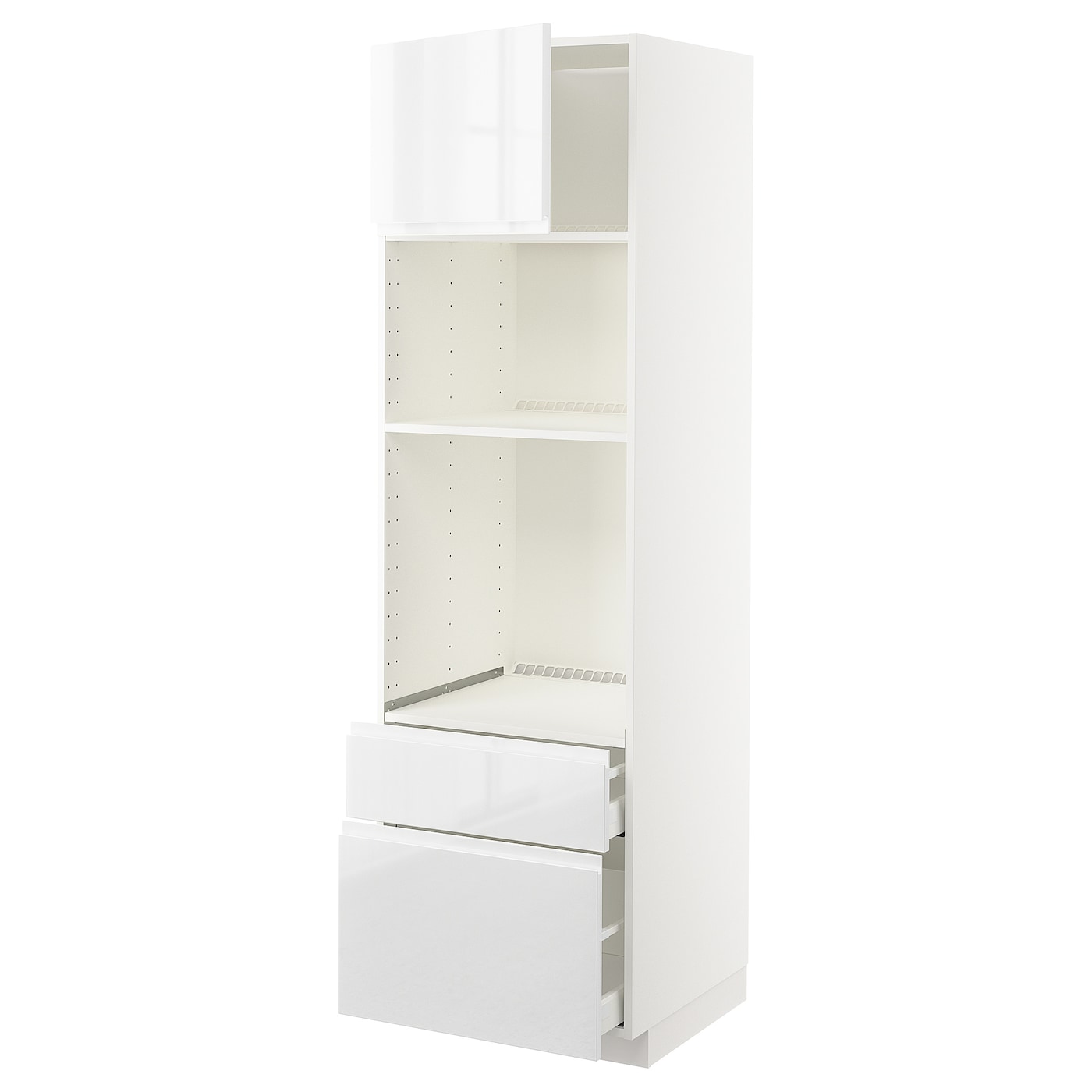 Высокий шкаф с ящиками - IKEA METOD/MAXIMERA/МЕТОД/МАКСИМЕРА ИКЕА, 200х60х60 см, белый/глянцевый
