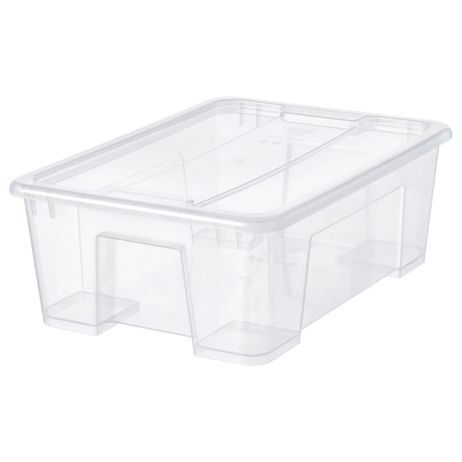 Коробка с крышкой - SAMLA IKEA/ САМЛА ИКЕА, 39х28х14  см, прозрачный (изображение №1)