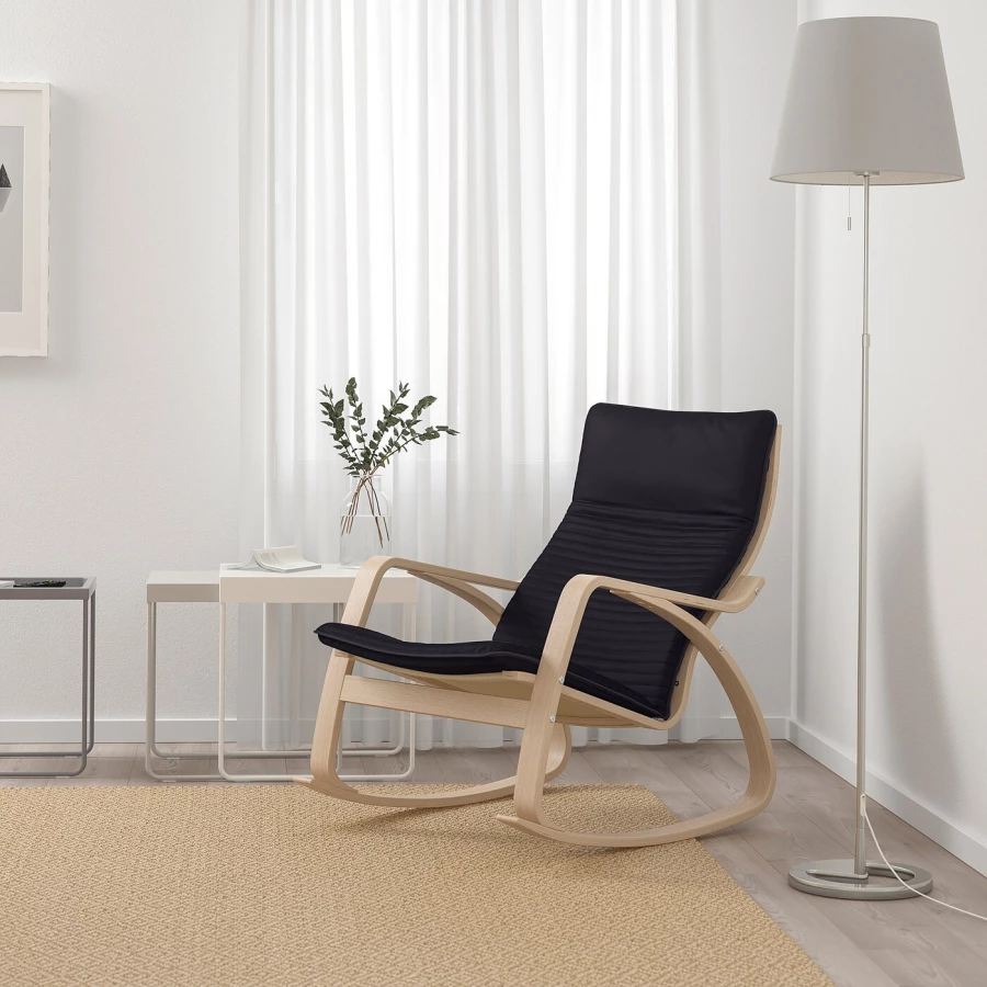 Кресло-качалка - IKEA POÄNG/POANG/ПОЭНГ ИКЕА, 68х94х95 см, чёрный (изображение №2)