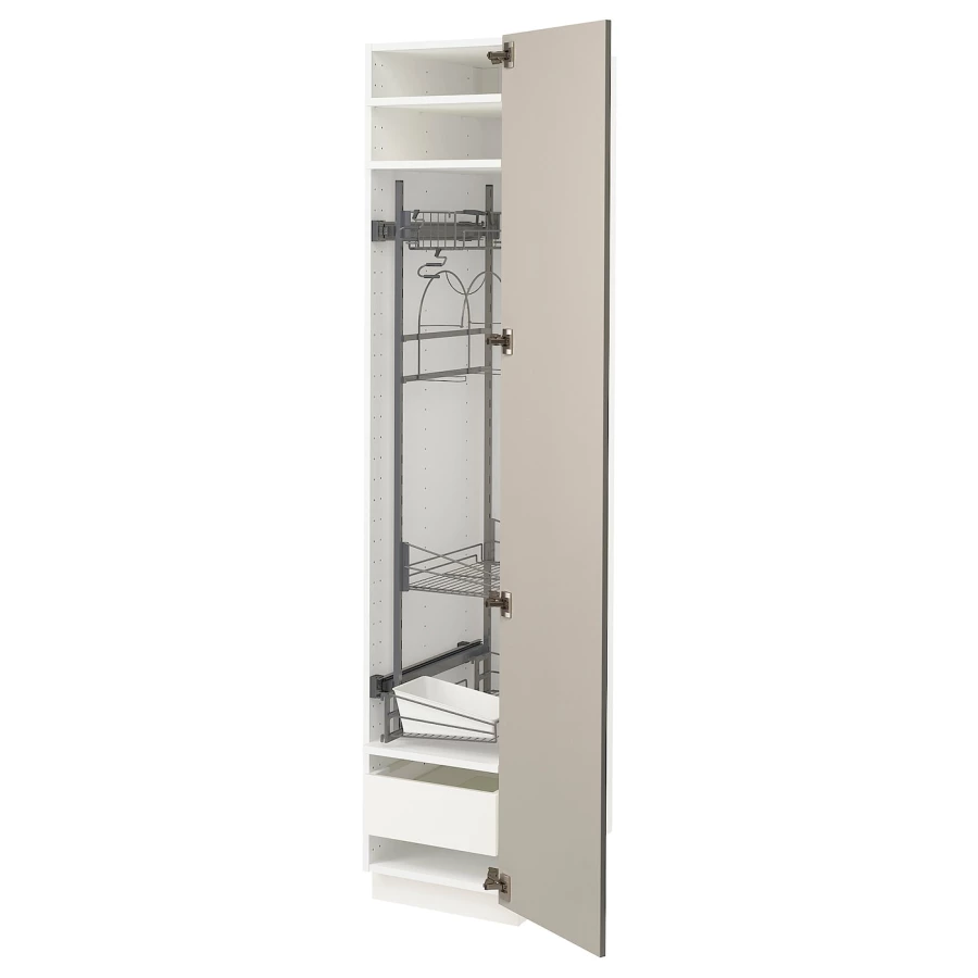 Высокий шкаф/бытовой - IKEA METOD/MAXIMERA/МЕТОД/МАКСИМЕРА ИКЕА, 200х60х40 см, белый/бежевый (изображение №1)