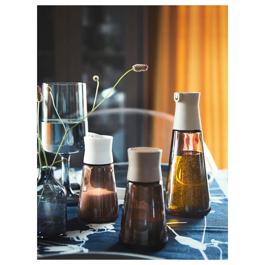 Бутылка с дозатором - IKEA HALVTOM, 8х19 см, стекло/коричневый, ХАЛВТОМ ИКЕА (изображение №2)