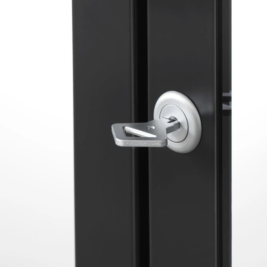 Шкаф со стеклянными дверцами  - MILSBO IKEA/ МИЛСБО ИКЕА, 73x175х42 см, черный/прозрачный (изображение №5)