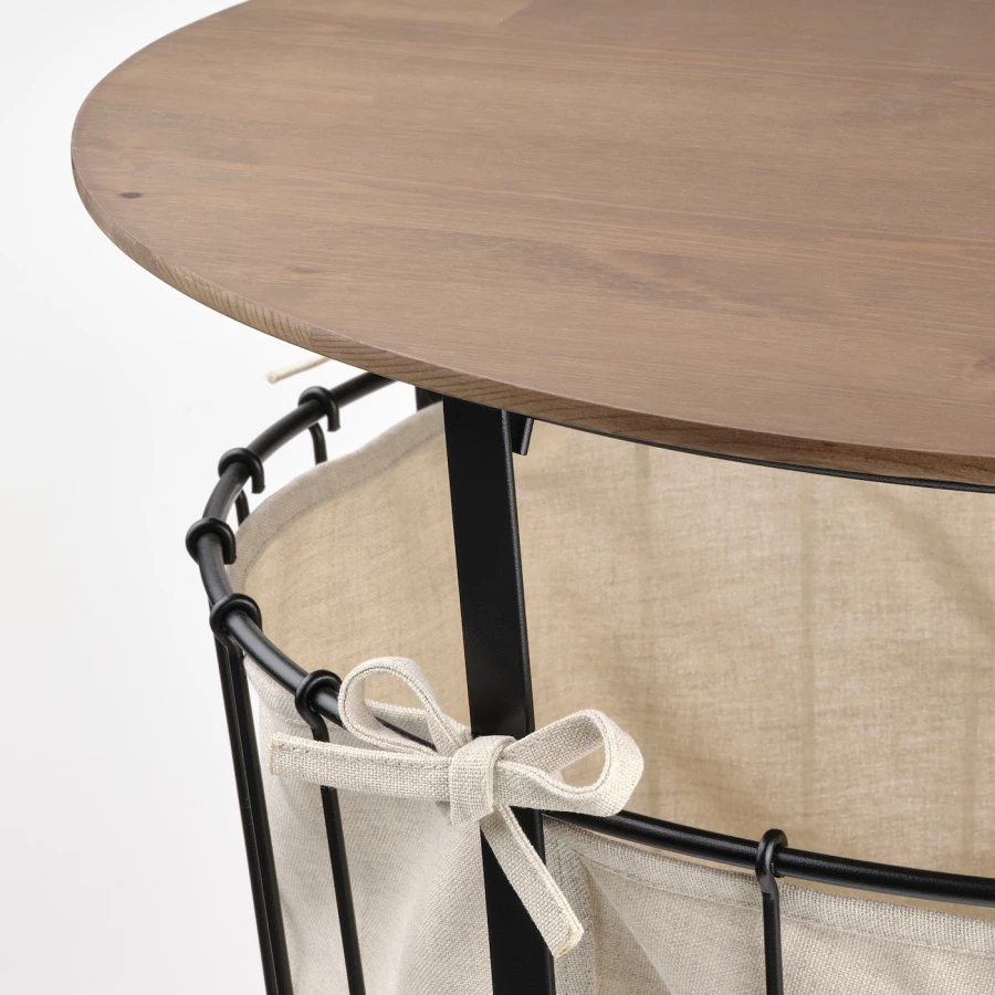 Столик с отделениями для хранения - IKEA ИКЕА ÄNGESBYN, 60х60х48 см, черный/сосна светло-коричневая морилка (изображение №8)