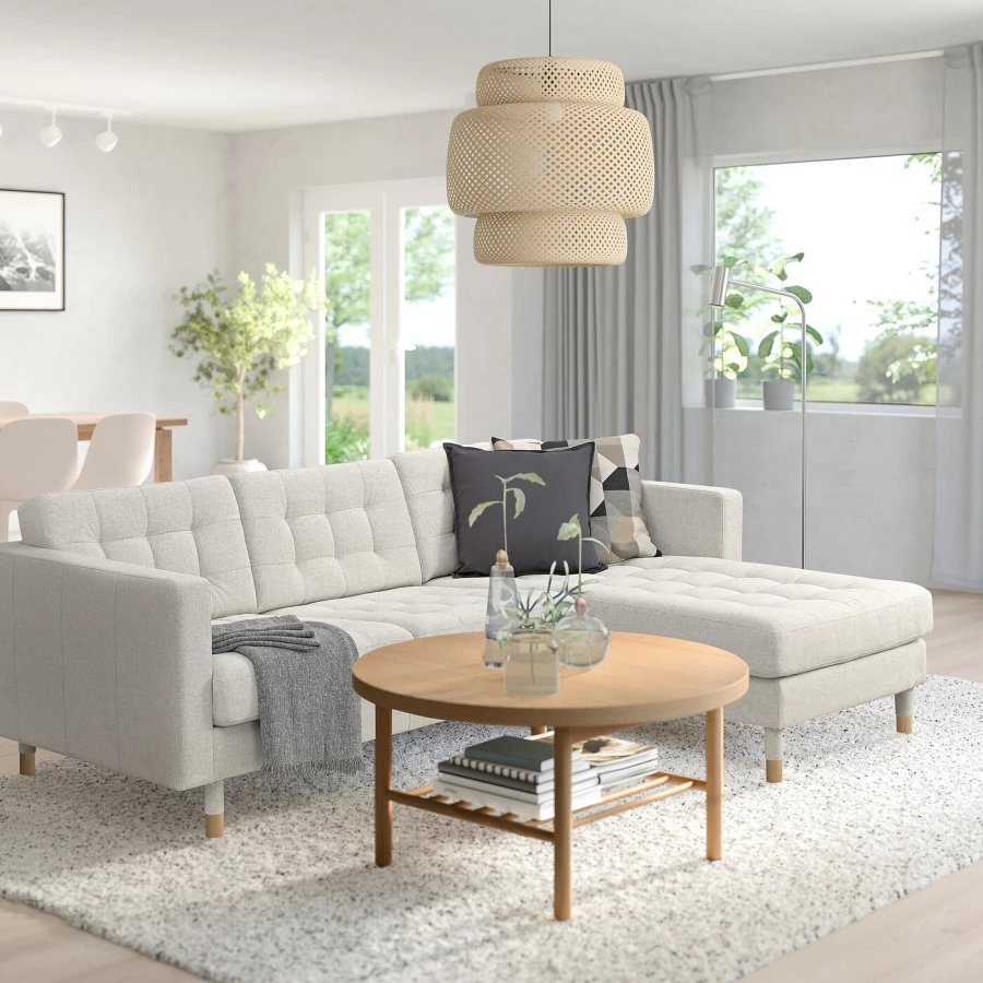 3-местный диван с шезлонгом - IKEA LANDSKRONA, 89x240см, бежевый, ЛАНДСКРУНА ИКЕА (изображение №2)