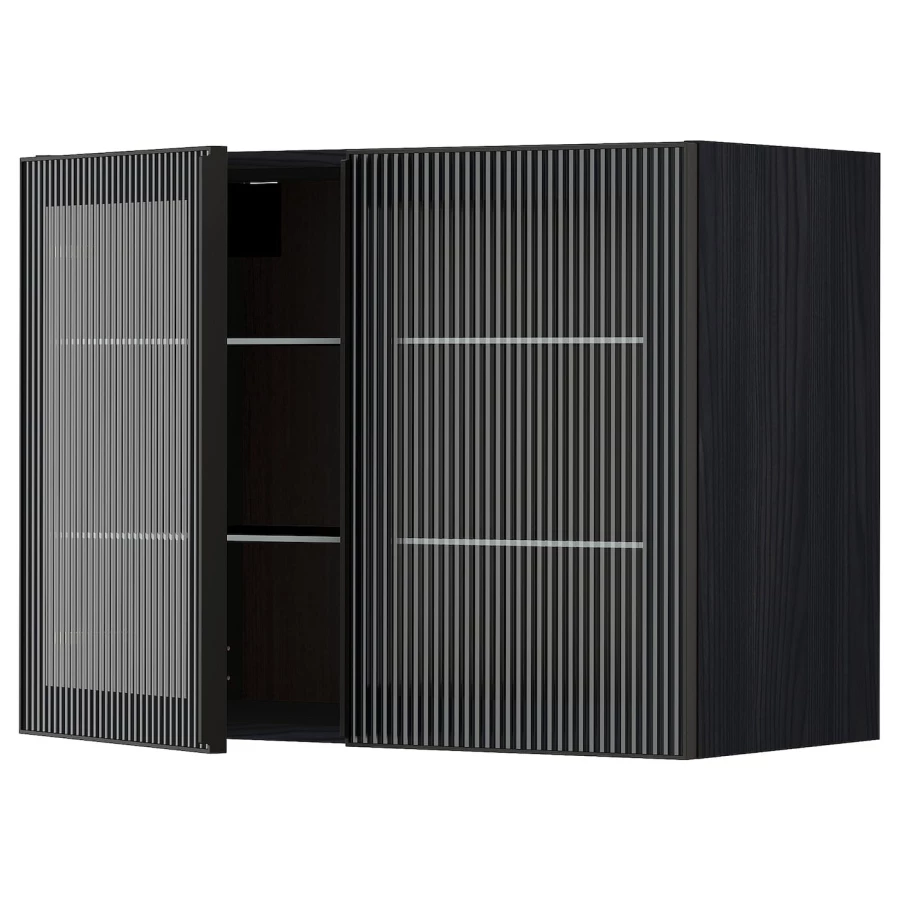 Шкаф и 2 стеклянные двери -  METOD IKEA/ МЕТОД ИКЕА, 60х80 см, черный (изображение №1)