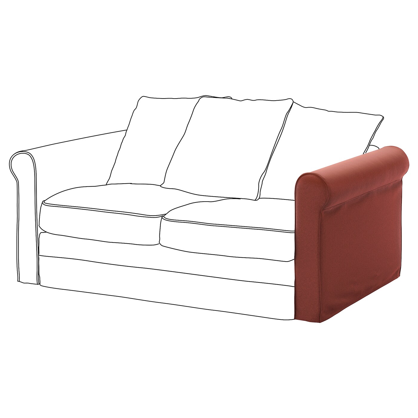 Чехол на подлокотник дивана -  GRÖNLID / GRОNLID  IKEA/  ГРЕНЛИД ИКЕА,  красный