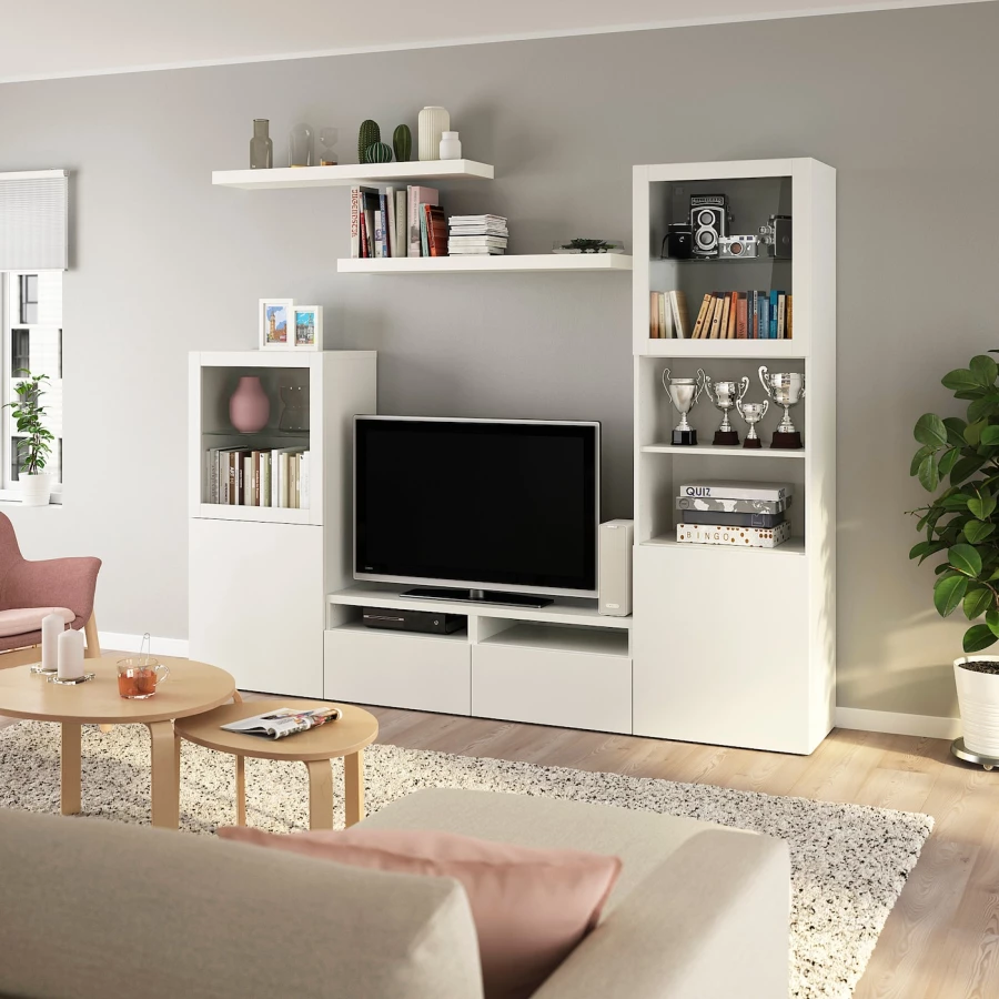 Комплект мебели д/гостиной  - IKEA BESTÅ/BESTA LACK, 193x42x240см, белый, БЕСТО ЛАКК ИКЕА (изображение №2)