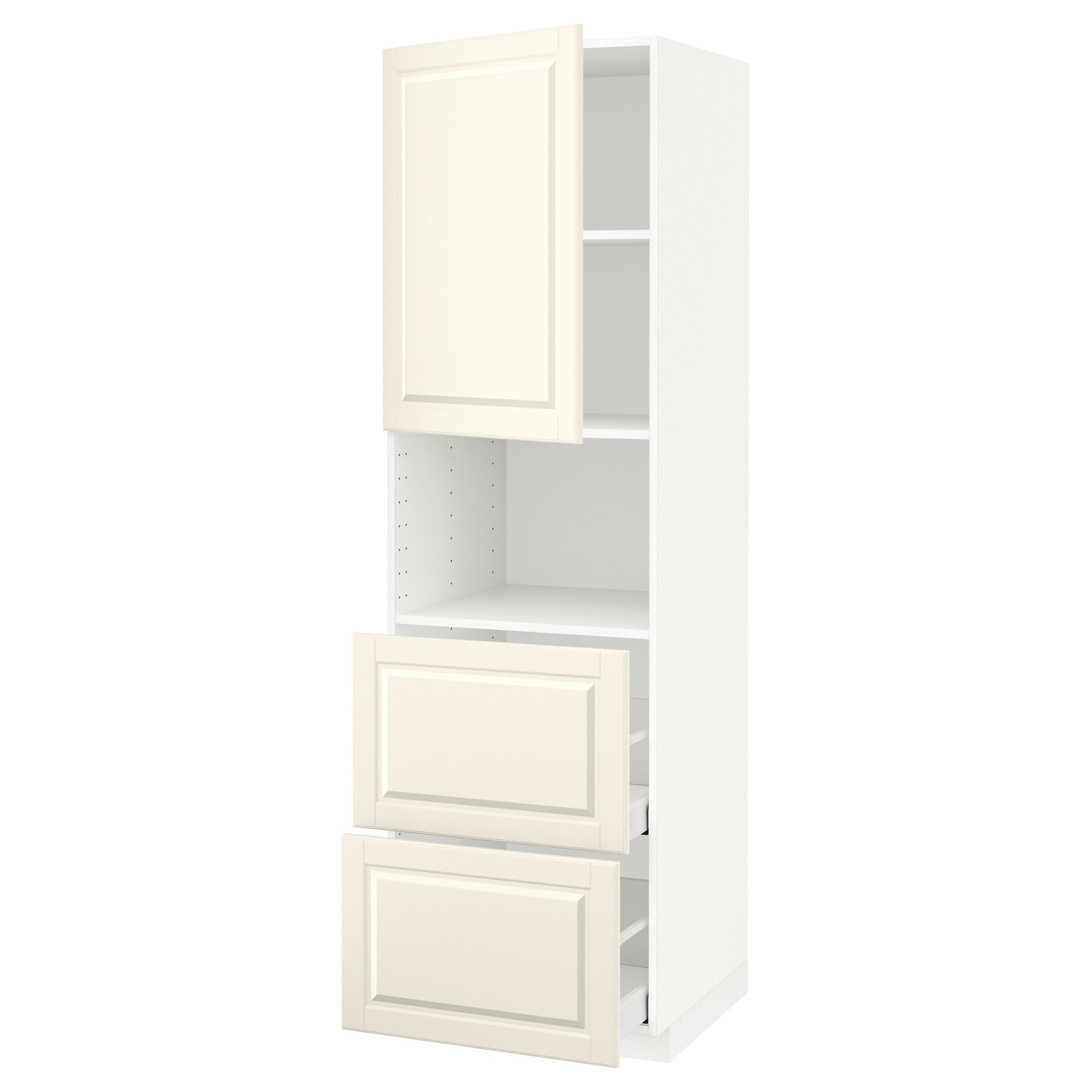 Высокий шкаф с ящиками - IKEA METOD/MAXIMERA/МЕТОД/МАКСИМЕРА ИКЕА, 200х60х60 см, белый/кремовый