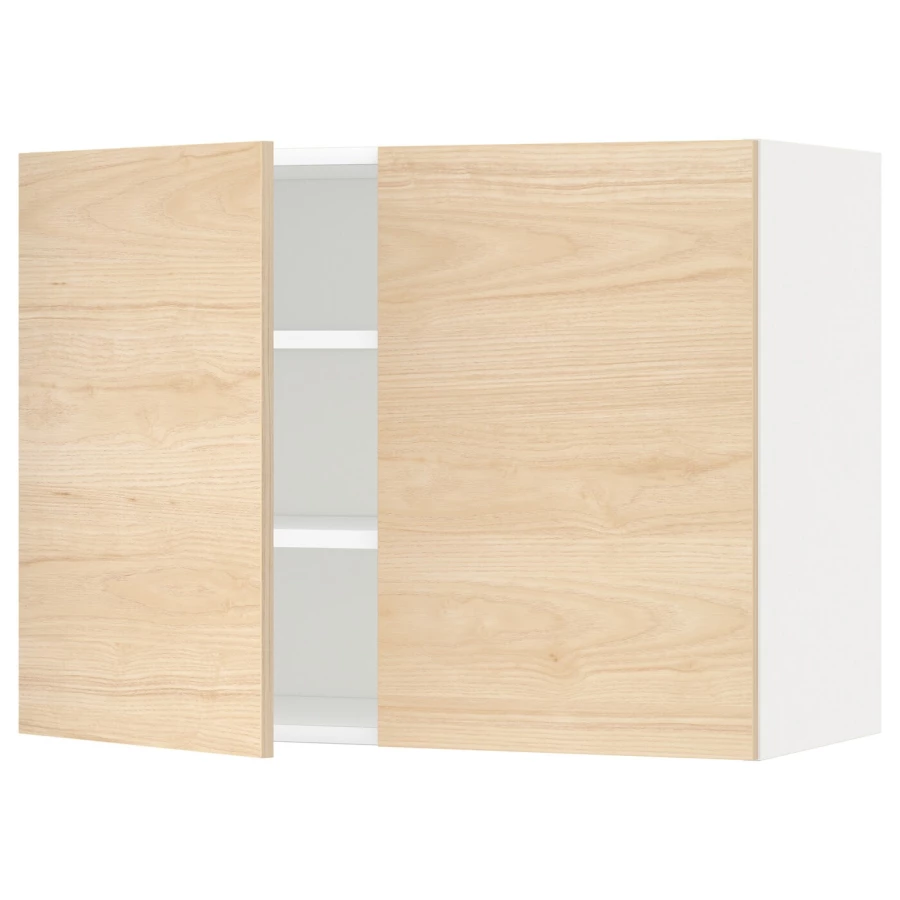 Навесной шкаф с полкой - METOD IKEA/ МЕТОД ИКЕА, 60х80 см, белый/под беленный дуб (изображение №1)