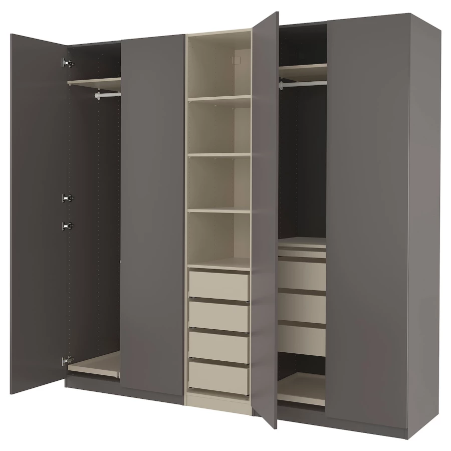 Комбинация гардероба - IKEA PAX/FORSAND/ПАКС/ФОРСАНД ИКЕА, 60х250х236,4 см, темно-серый (изображение №1)