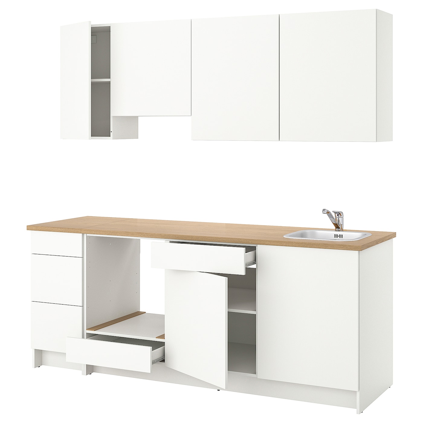 Кухонная комбинация для хранения - KNOXHULT IKEA/ КНОКСХУЛЬТ ИКЕА, 220х61х220 см, белый/бежевый