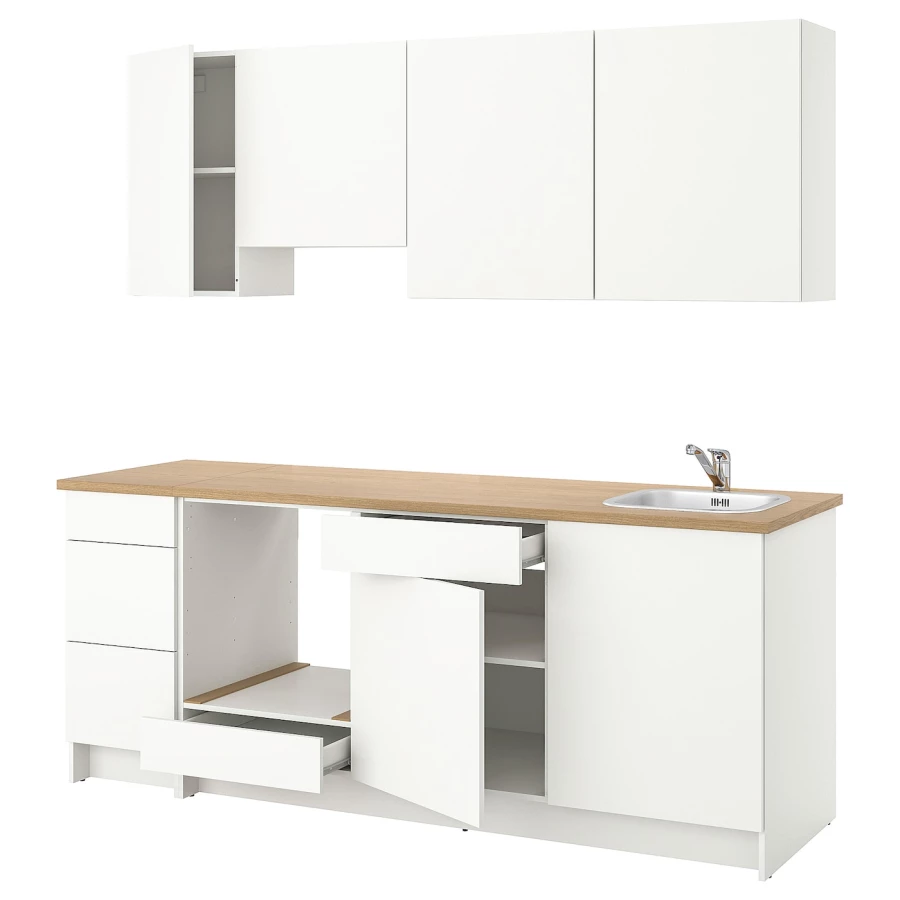 Кухонная комбинация для хранения - KNOXHULT IKEA/ КНОКСХУЛЬТ ИКЕА, 220х61х220 см, белый/бежевый (изображение №1)