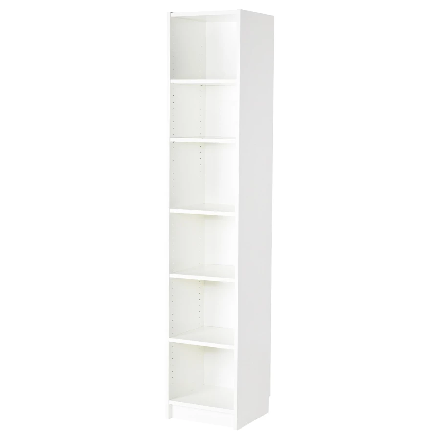 Открытый книжный шкаф - BILLY IKEA/БИЛЛИ ИКЕА, 40х40х202 см, белый (изображение №1)