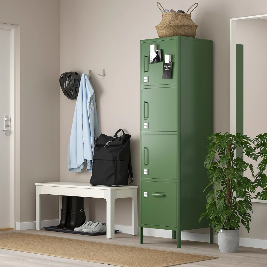 Высокий шкаф с ящиком и дверцей - IKEA IDÅSEN/IDASEN/ИДОСЕН ИКЕА, 172х47х45 см, зеленый (изображение №2)
