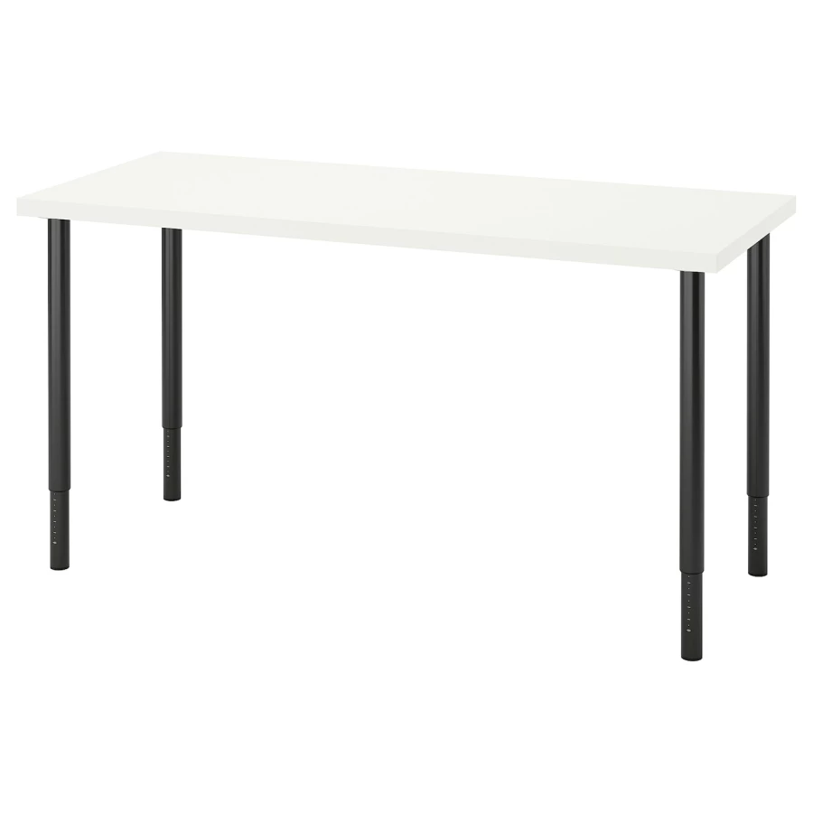 Письменный стол - IKEA LAGKAPTEN/OLOV, 140х60х63-93 см, белый/черный, ЛАГКАПТЕН/ОЛОВ ИКЕА (изображение №1)