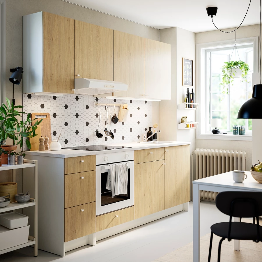 Комбинация кухонная прямая -  KNOXHULT IKEA/ КНОКСХУЛЬТ ИКЕА, белый/под беленный дуб (изображение №2)