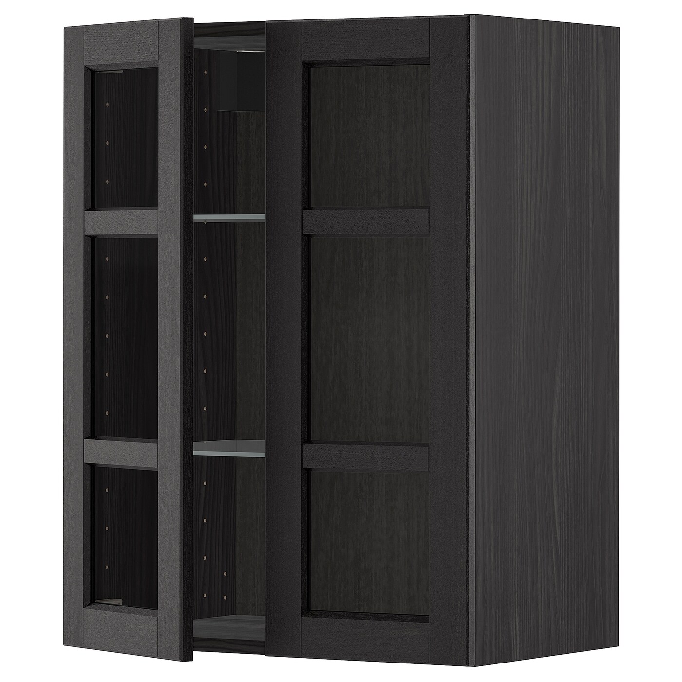 Шкаф и 2 стеклянные двери -  METOD IKEA/ МЕТОД ИКЕА, 80х60 см, черный