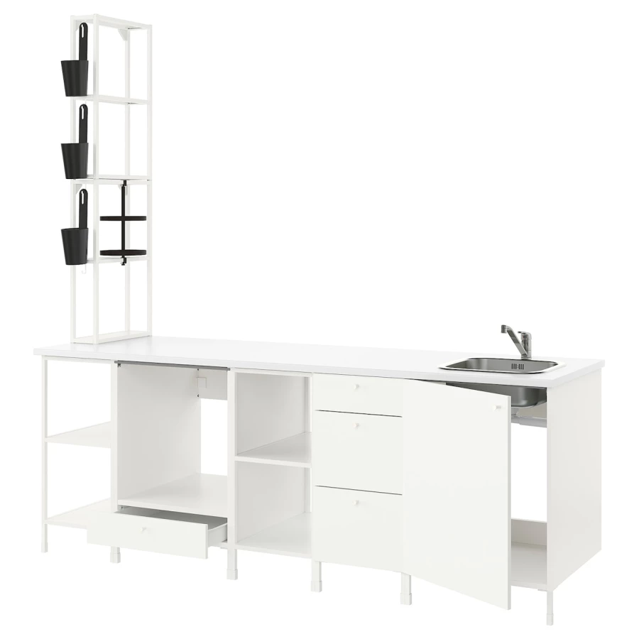 Кухня -  ENHET  IKEA/ ЭНХЕТ ИКЕА, 243х241 см, белый (изображение №1)