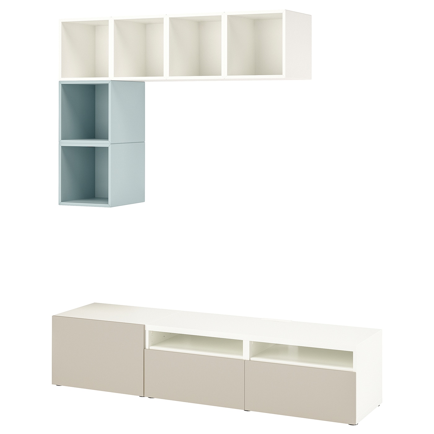 Комплект мебели д/гостиной  - IKEA BESTÅ/BESTA EKET, 180x42x170см, белый/светло-серый, БЕСТО ЭКЕТ ИКЕА