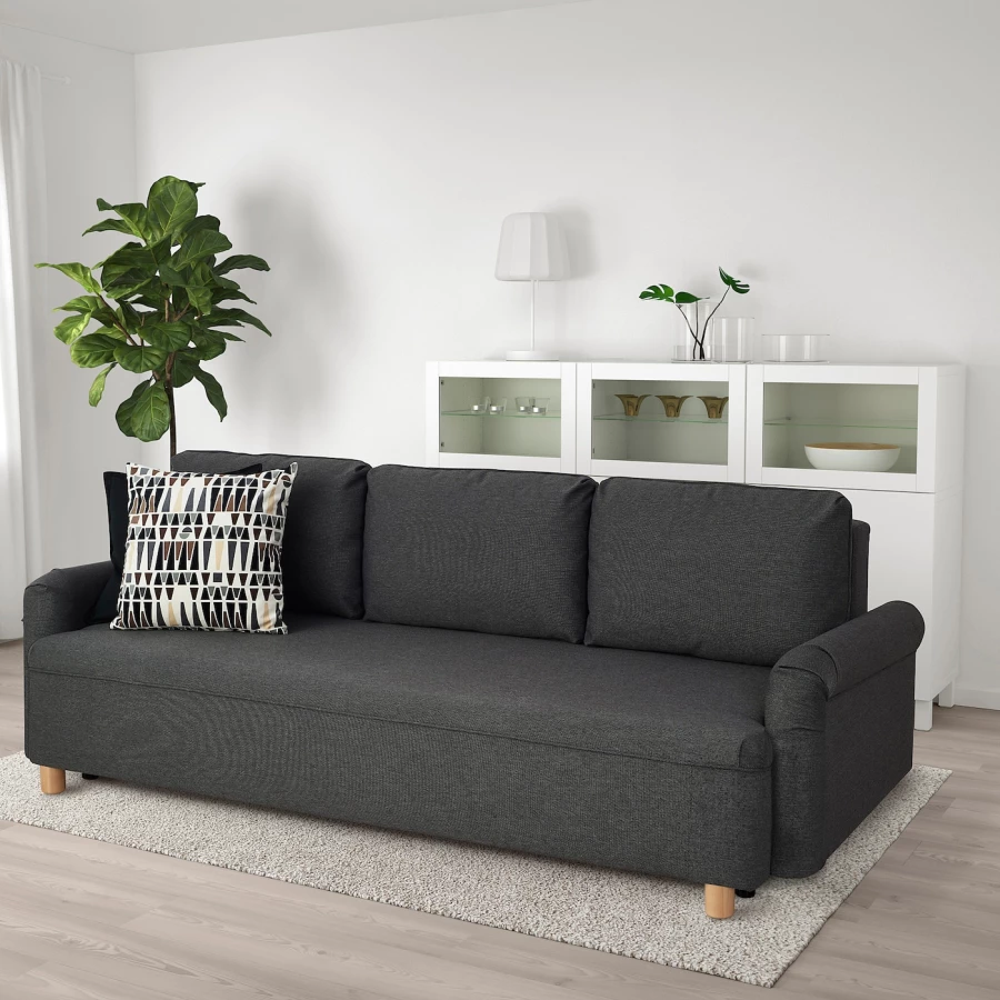3-местный диван-кровать - IKEA GRUNNARP, 92x236см, черный, ГРУННАРП ИКЕА (изображение №2)