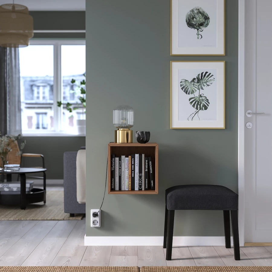 Настенный стеллаж - IKEA EKET, 35x35x35 см, с эффектом ореха, ЭКЕТ ИКЕА (изображение №2)