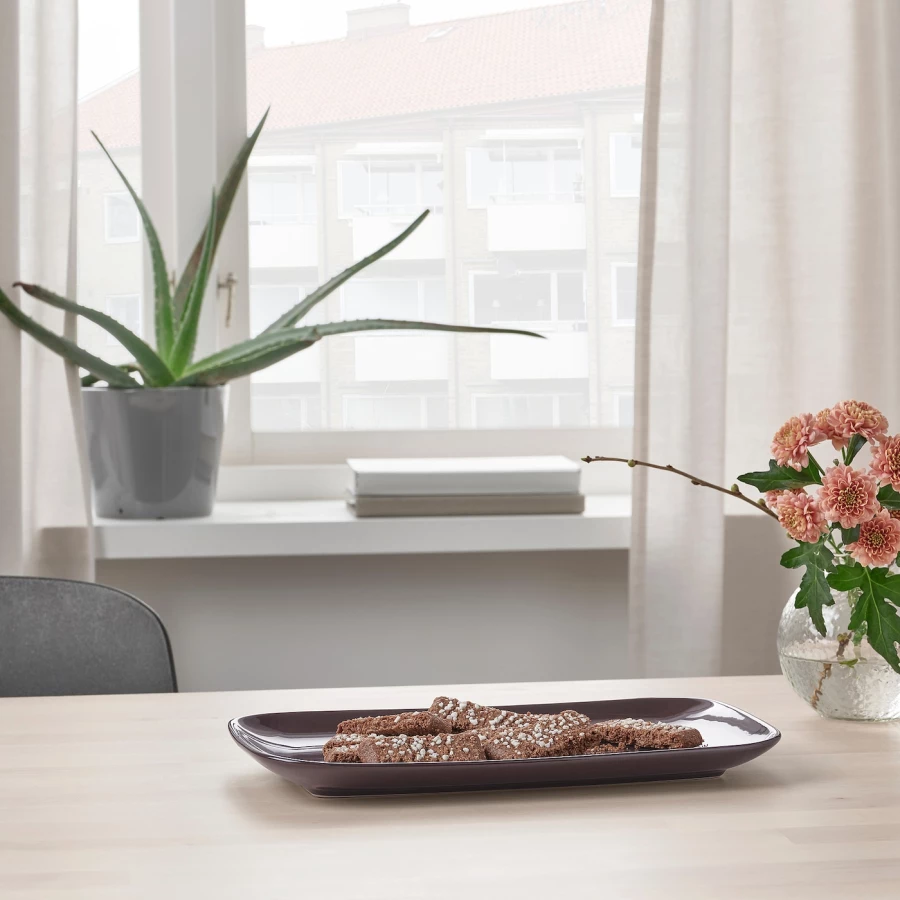 Набор тарелок, 4 шт. - IKEA FÄRGKLAR/FARGKLAR, 30x18 см, коричневый, ФЭРГКЛАР ИКЕА (изображение №5)