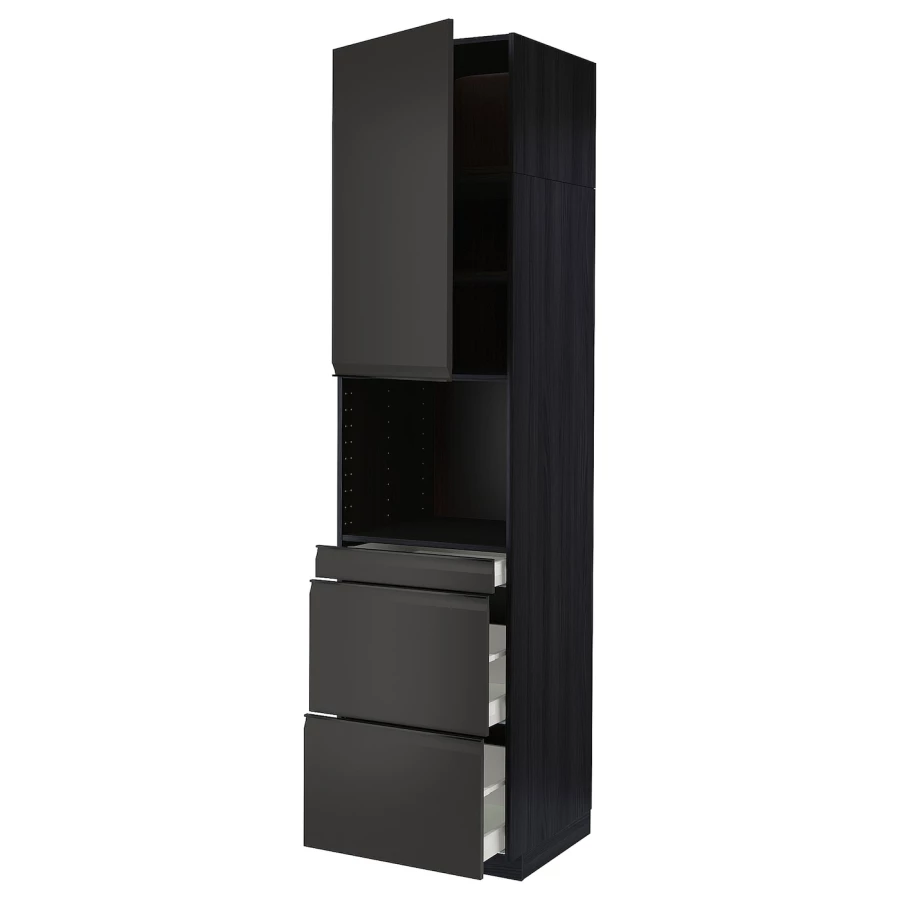 Высокий шкаф - IKEA METOD/MAXIMERA/МЕТОД/МАКСИМЕРА ИКЕА, 60х60х240 см, черный (изображение №1)