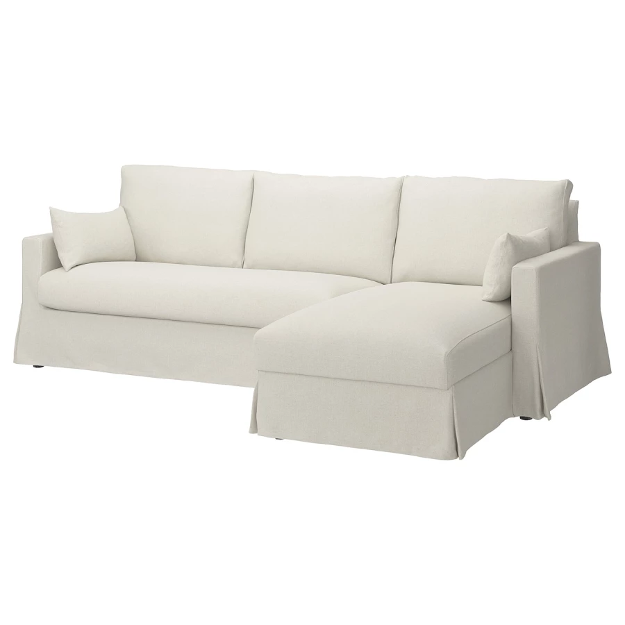 Чехол на 3-местный диван с шезлонгом - HYLTARP IKEA/ ХУЛТАРП ИКЕА, серо-белый (изображение №1)