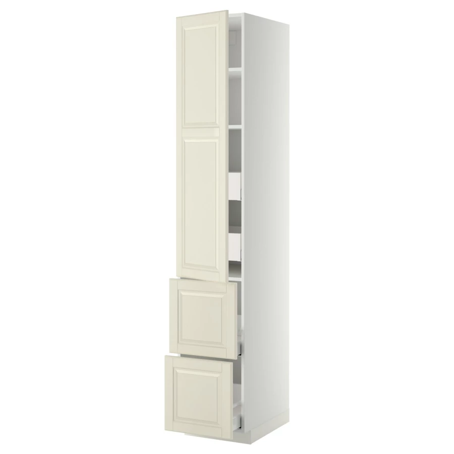 Высокий шкаф - IKEA METOD/MAXIMERA/МЕТОД/МАКСИМЕРА ИКЕА, 220х60х40 см, белый/кремовый (изображение №1)