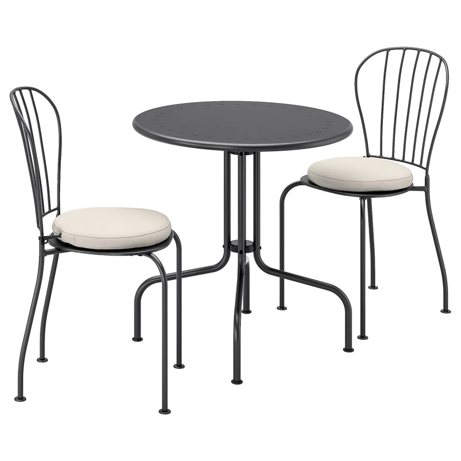 Комплект стол и стулья - LÄCKÖ IKEA/ЛАККО ИКЕА, 70х70 х71 см, серый/белый (изображение №1)