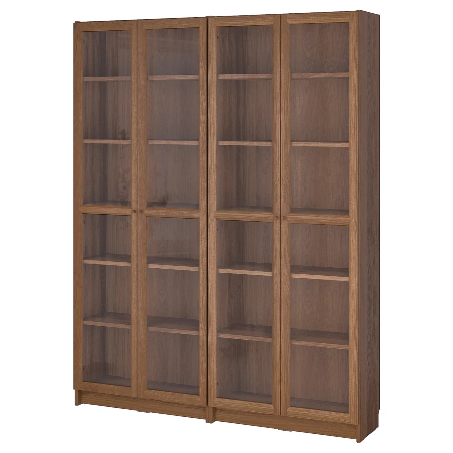 Книжный шкаф -  BILLY / OXBERG IKEA/ БИЛЛИ/ ОКСБЕРГ ИКЕА, 160х202 см,  темно-коричневый (изображение №1)