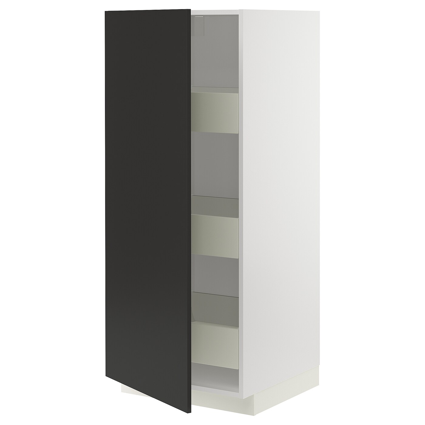 Высокий шкаф с ящиками - IKEA METOD/MAXIMERA/МЕТОД/МАКСИМЕРА ИКЕА, 140х60х60 см, белый/черный