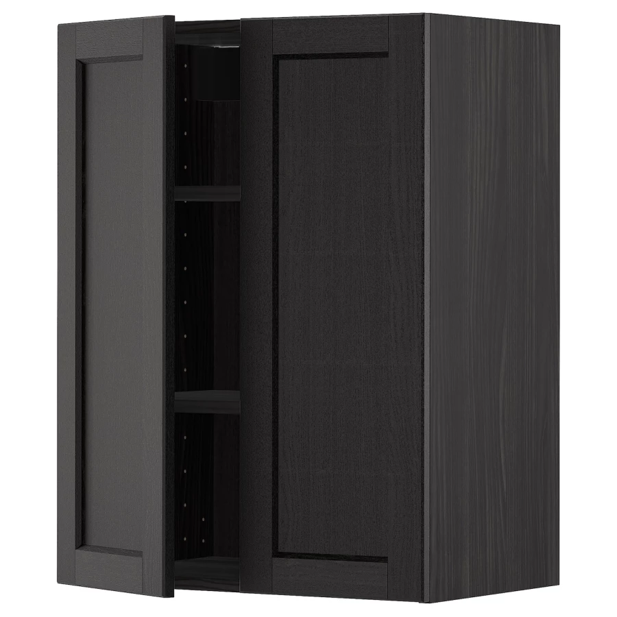 Навесной шкаф с полкой - METOD IKEA/ МЕТОД ИКЕА, 80х60 см, черный (изображение №1)