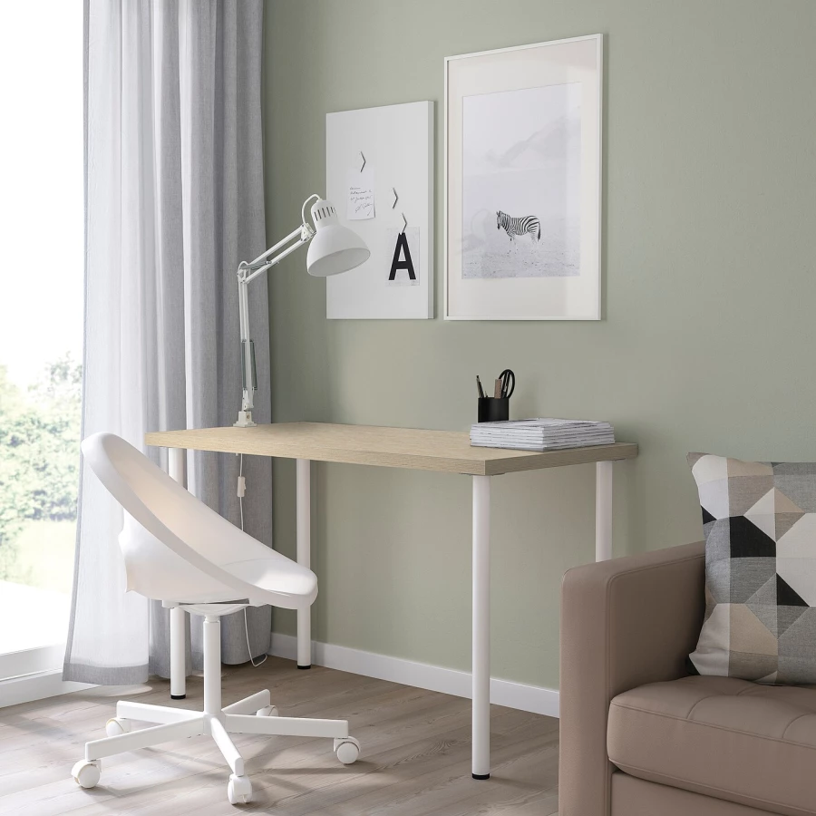 Письменный стол - IKEA MITTCIRKEL/ADILS, 120х60 см, сосна/белый, МИТЦИРКЕЛЬ/АДИЛЬС ИКЕА (изображение №5)