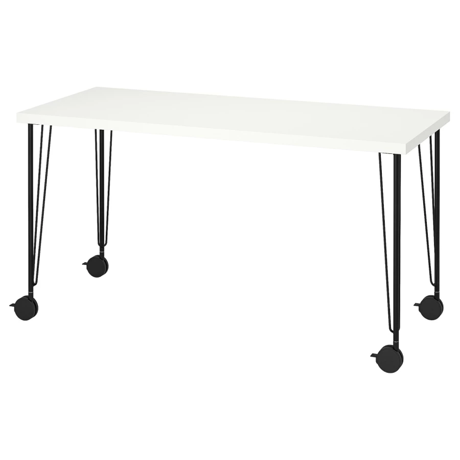 Письменный стол - IKEA LAGKAPTEN/KRILLE, 140х60 см, белый/черный, ЛАГКАПТЕН/КРИЛЛЕ ИКЕА (изображение №1)