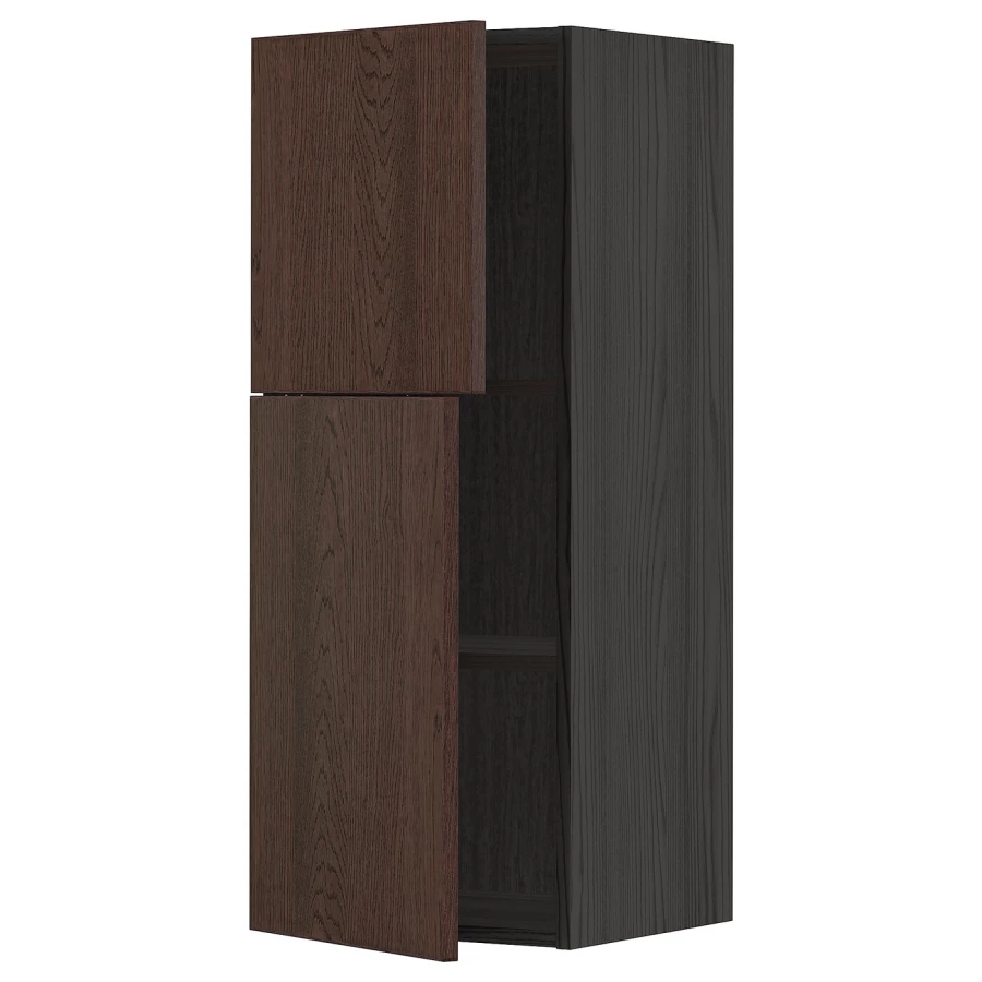 Навесной шкаф с полкой - METOD IKEA/ МЕТОД ИКЕА, 100х40 см,  черный/коричневый (изображение №1)