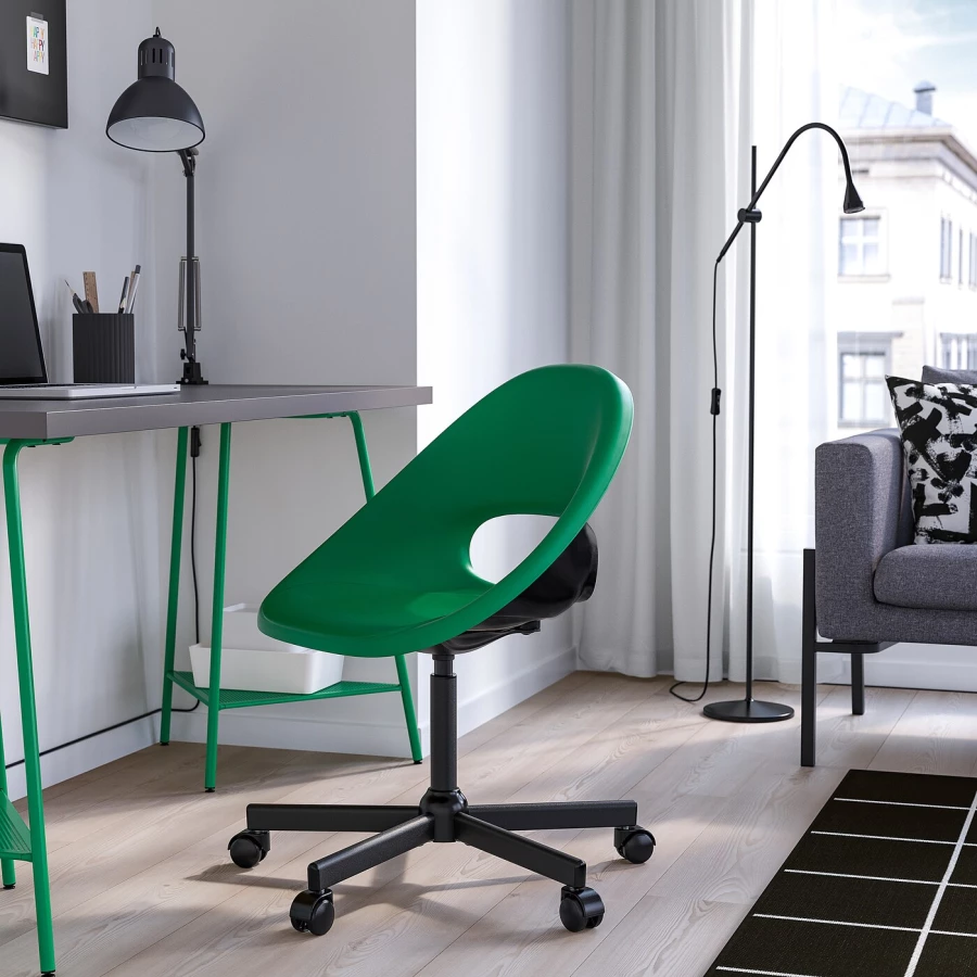 Стул офисный - IKEA ELDBERGET/MALSKÄR/MALSKAR, зеленый/черный, 67х90х67 см, ЭЛДБЕРГЕТ/МАЛЬСКЭР ИКЕА (изображение №2)