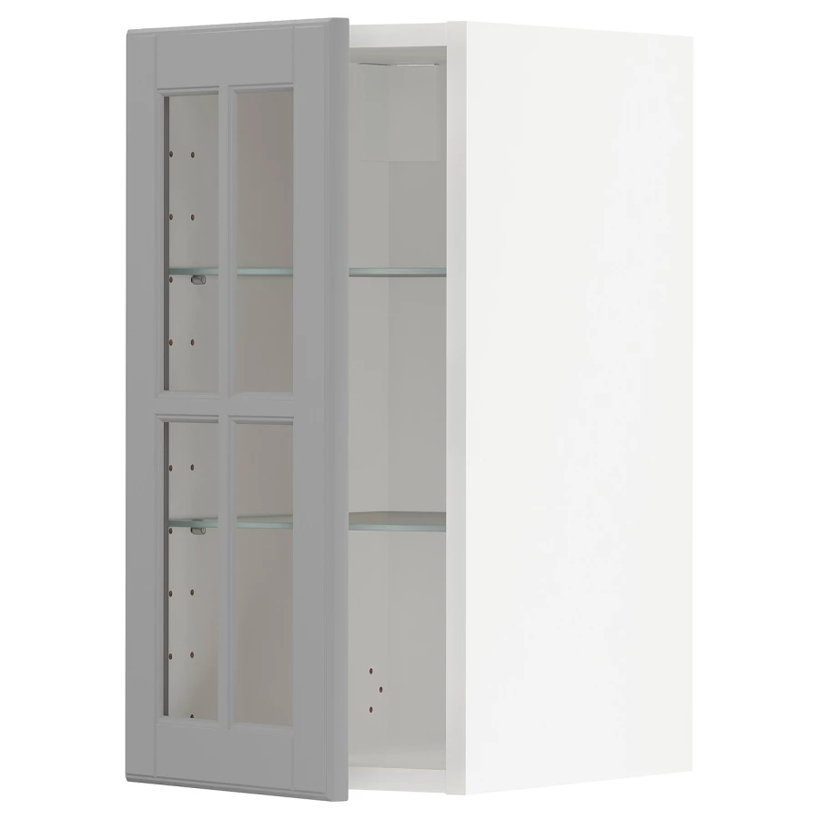 Шкаф со стеклянными дверцами  - METOD  IKEA/  МЕТОД ИКЕА, 60х30 см, белый/серый (изображение №1)