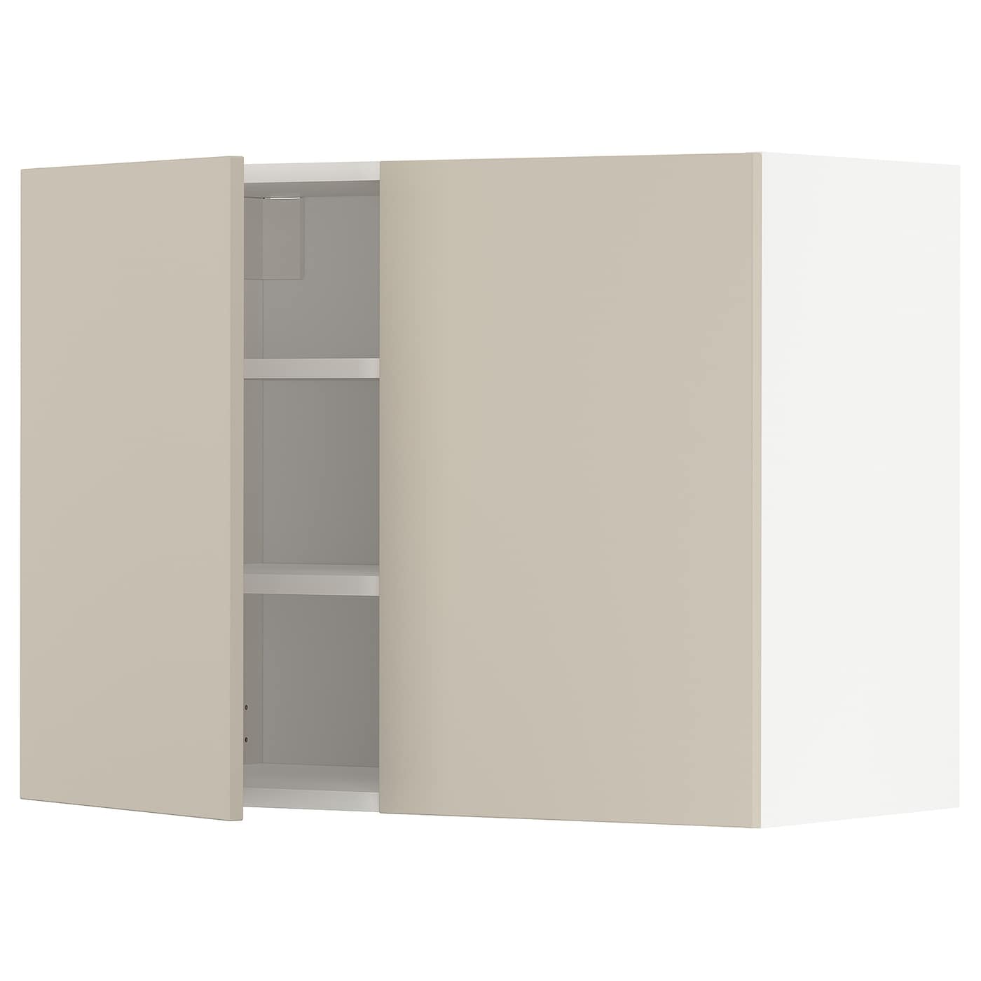 Навесной шкаф с полкой - METOD IKEA/ МЕТОД ИКЕА, 80х60 см, светло-коричневый/белый