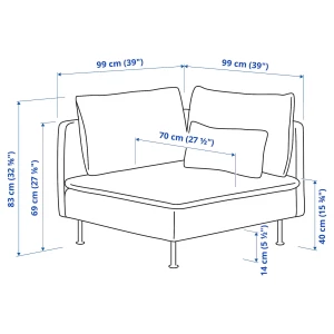 Второе фото. Угловая секция - IKEA SÖDERHAMN/SODERHAMN, 99х99х83 см, бежевый, СЁДЕРХАМН ИКЕА