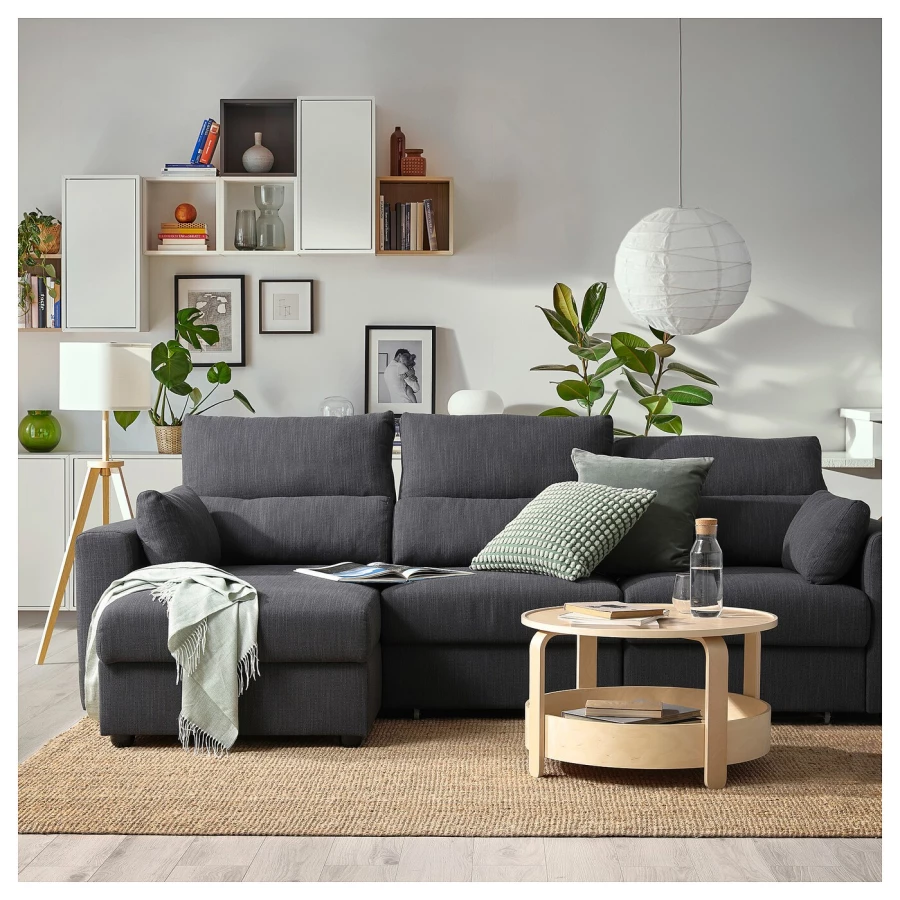 3-местный диван с шезлонгом - IKEA ESKILSTUNA,  100x162x268см, темно-серый, ЭСКИЛЬСТУНА ИКЕА (изображение №5)