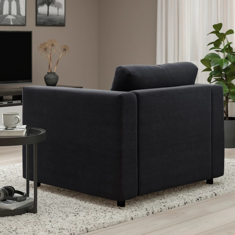Кресло - IKEA VIMLE, 101х98х83 см, черный, ВИМЛЕ ИКЕА (изображение №3)
