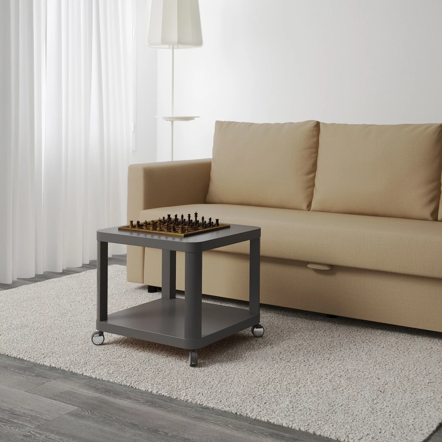 Столик придиванный - IKEA TINGBY/ТИНГБИ ИКЕА, 45х50х50 см, серый (изображение №3)