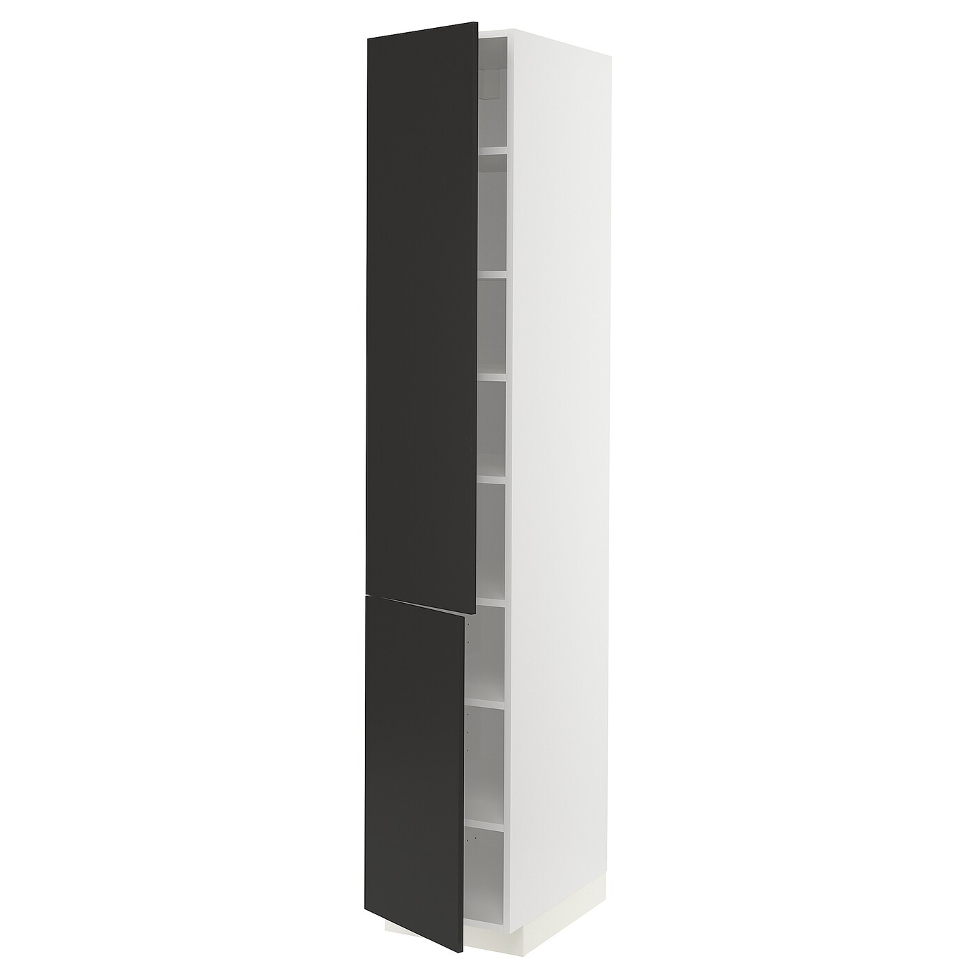 Высокий кухонный шкаф с полками - IKEA METOD/МЕТОД ИКЕА, 220х60х60 см, белый/черный