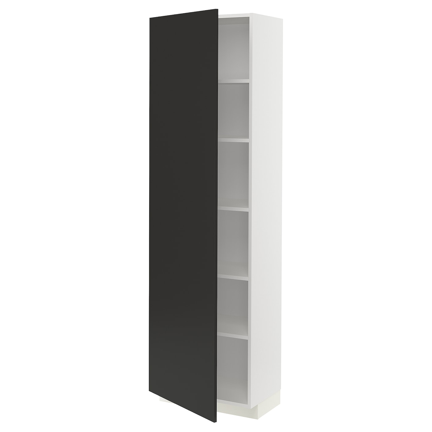 Высокий кухонный шкаф с полками - IKEA METOD/МЕТОД ИКЕА, 200х37х60 см, белый/черный